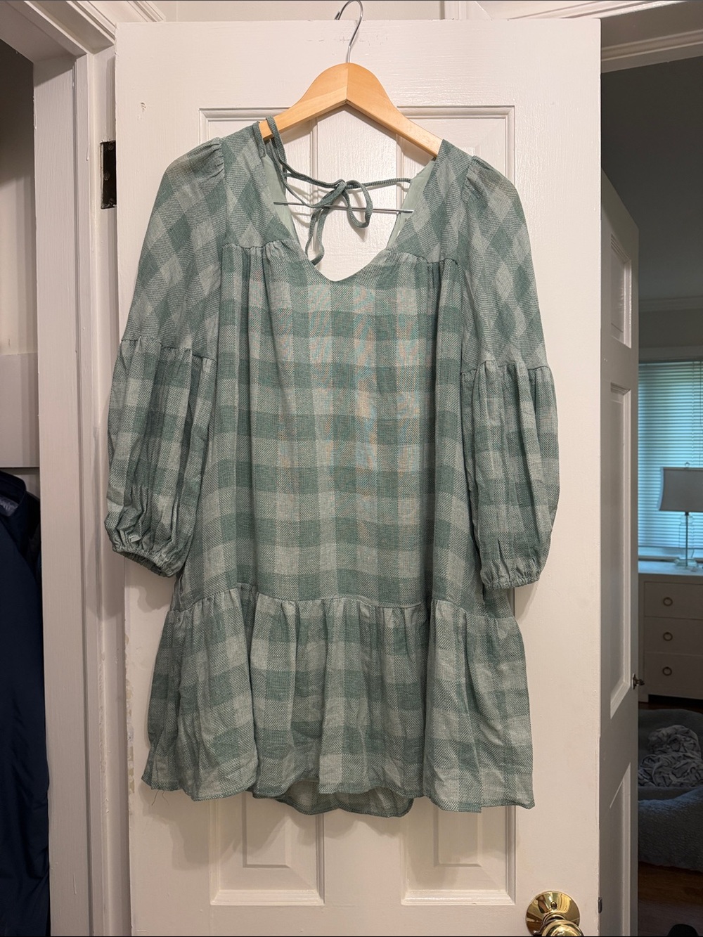 Mustard Seed Sage Green Plaid Peasant Tunic